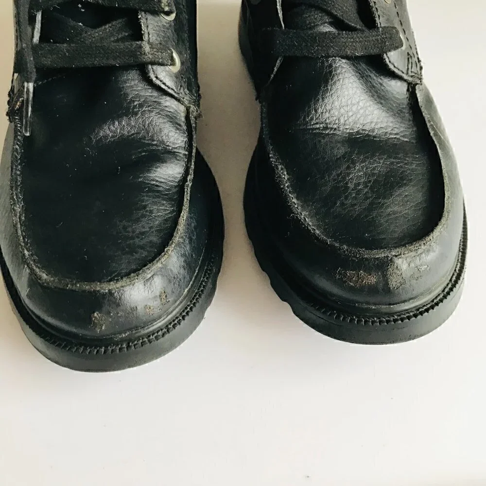 Sorel Madson Black Leather Waterproof Moc Toe Boot Size 5 EUR 37
